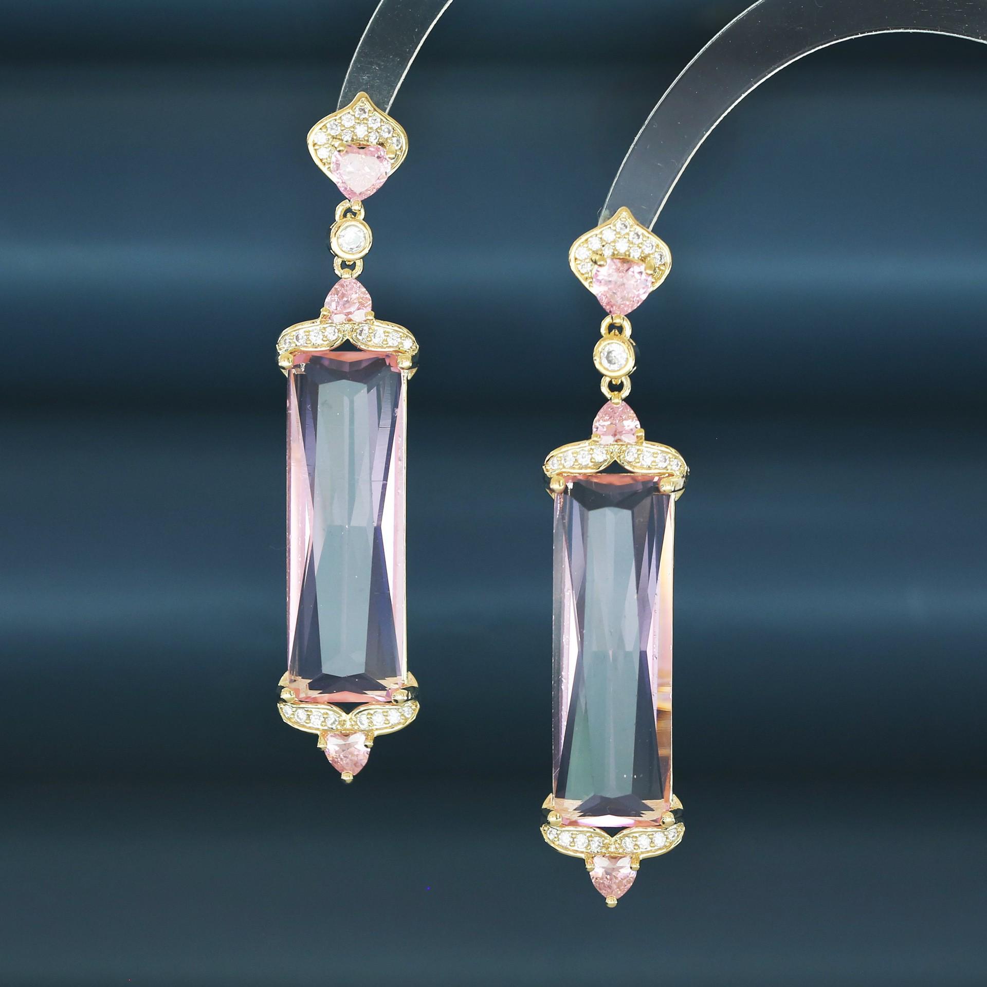 

Элегантные геометрические серьги-подвески с цирконами для женщин, 2023: Универсальные Роскошные Модные Украшения розовый