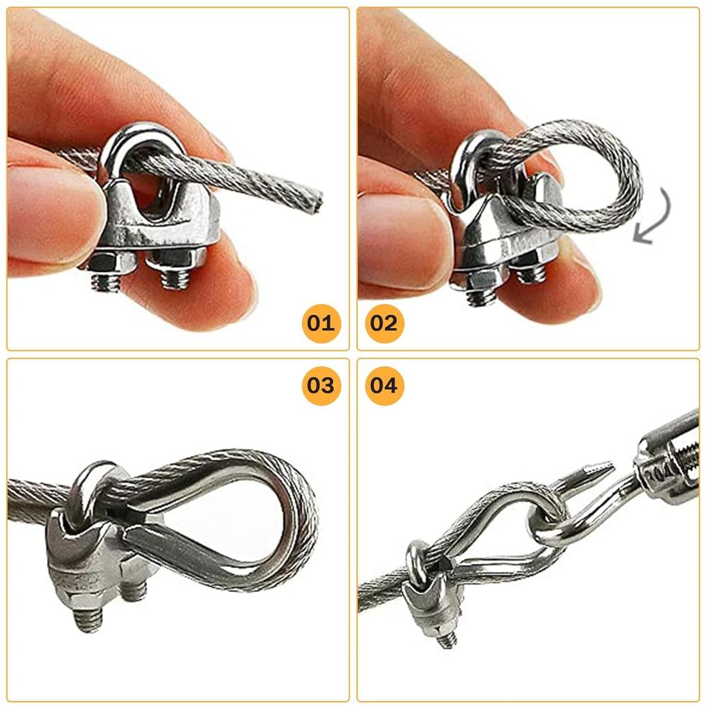 1-10pcs Stainless Steel U-Type Cable Clamp M5 M3 Steel Wire Rope Clip U Bolt Saddle Fastener Clothesline Tightener Hardware Tool