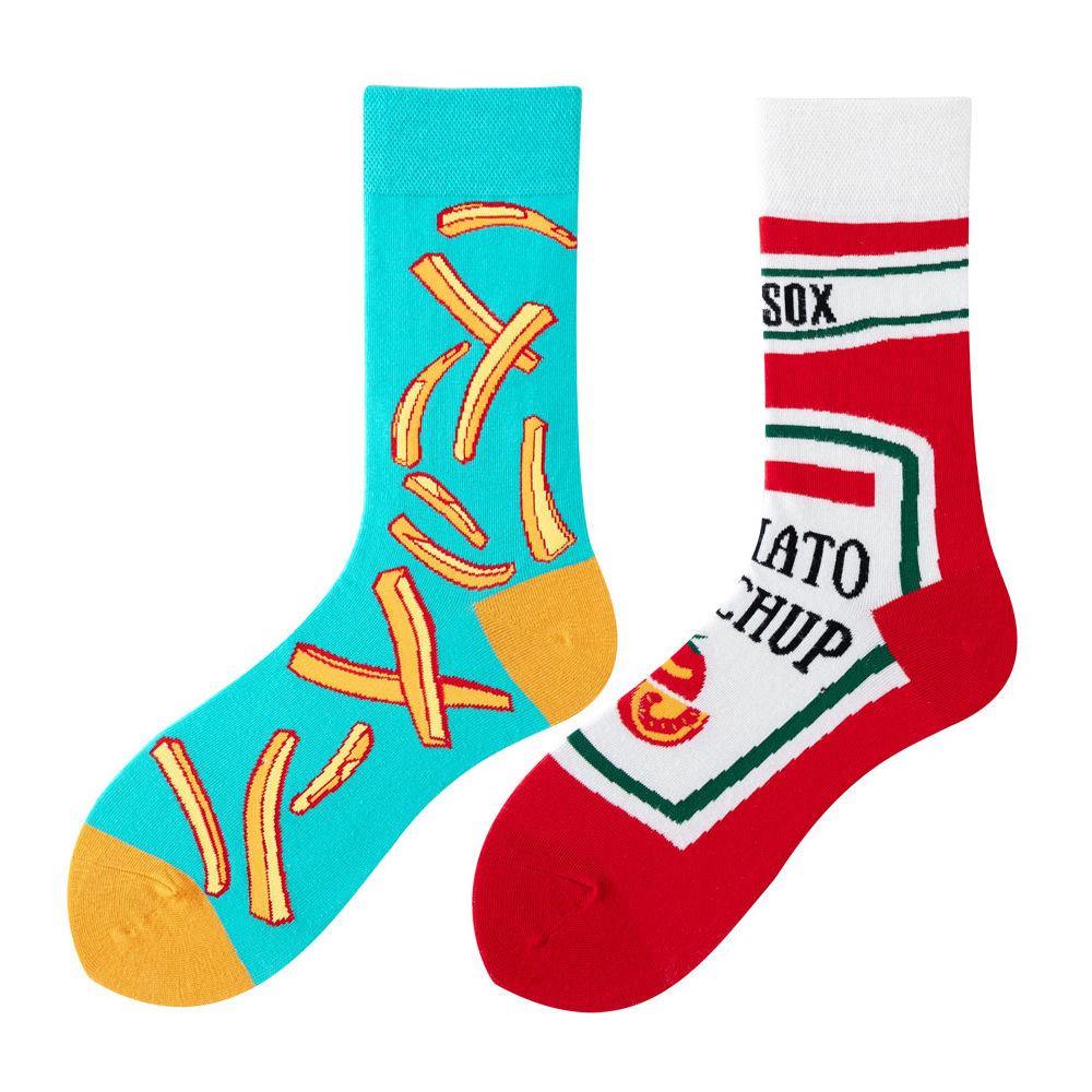 SMLSOX Summer Asymmetrical Mandarin Duck Couple Mid-Calf Colorful Christmas Cotton Fashion Socks