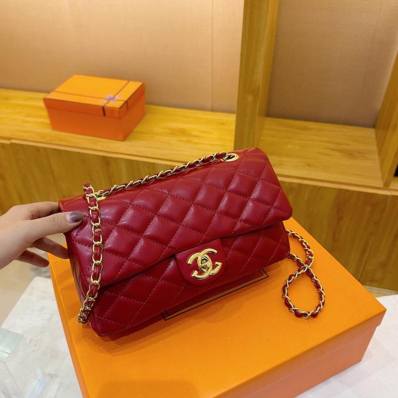 Chose One Grensoverschrijdende Schoudertas met Diamantpatroon: Elegante, Veelzijdige, Hoogwaardige, Trendy Crossbody Tas rood