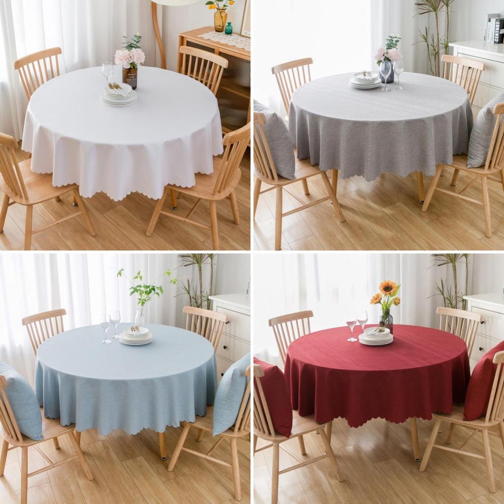 Waterproof Oil-Proof Solid Color Round Tablecloth for Dining, Hotel, and Home