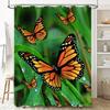 Butterfly Printed Shower Curtain Home Decor Waterproof Polyester Fabric Yellow Black Orange Butterfly Garden Bath Rug Decoration