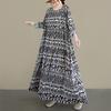 DIMANAF New 2026 Women Plus Size Spring Summer Beach Long Dress Lady Loose Oversize Maxi Floral Print Black Dresses
