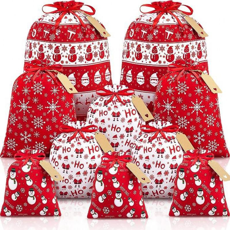 Large Christmas Gift Drawstring Bag Cotton-Like Storage Pouch Holiday Decorations Present
