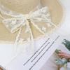 Elegant Wide Brim Straw Hat Breathable Lace Tied Sun Hat Casual Beach Hat  Girls