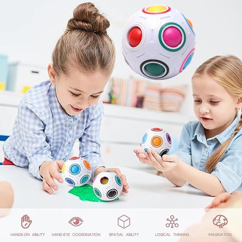 Rainbow Ball Puzzle Toy 12-hole Stress Relief Intellectual Toy Plastic Material 7cm Diameter