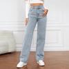 Women's High Waist Washed Women's Jeans Fashionable Versatile Straight Leg Pants