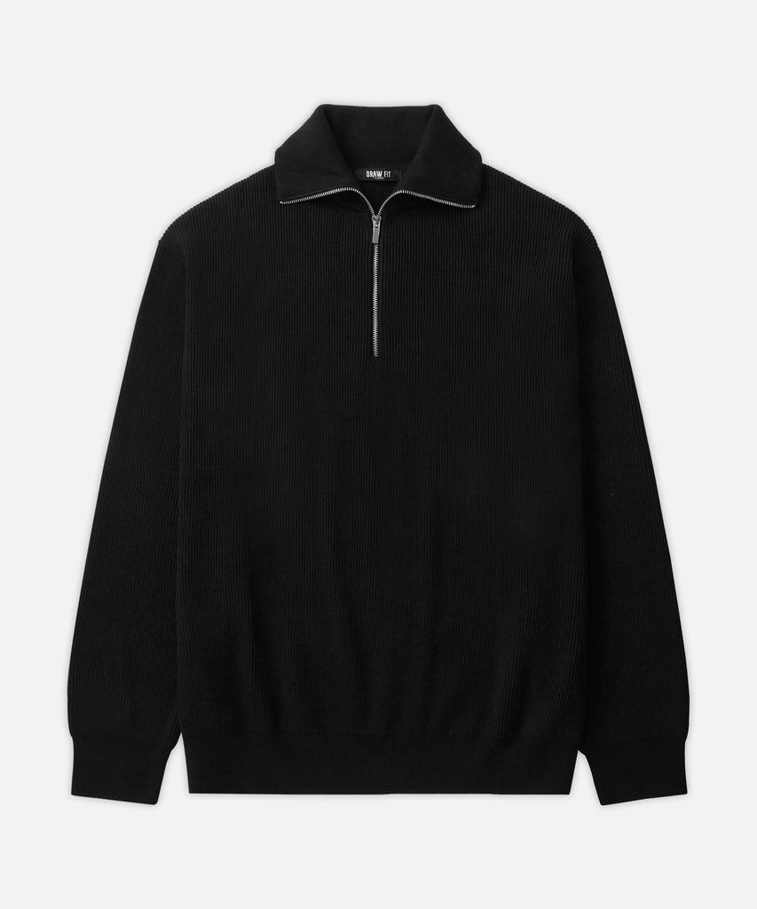 DRAW FIT Oversized Half-Zip Collared Wool Knit [5 Colors]