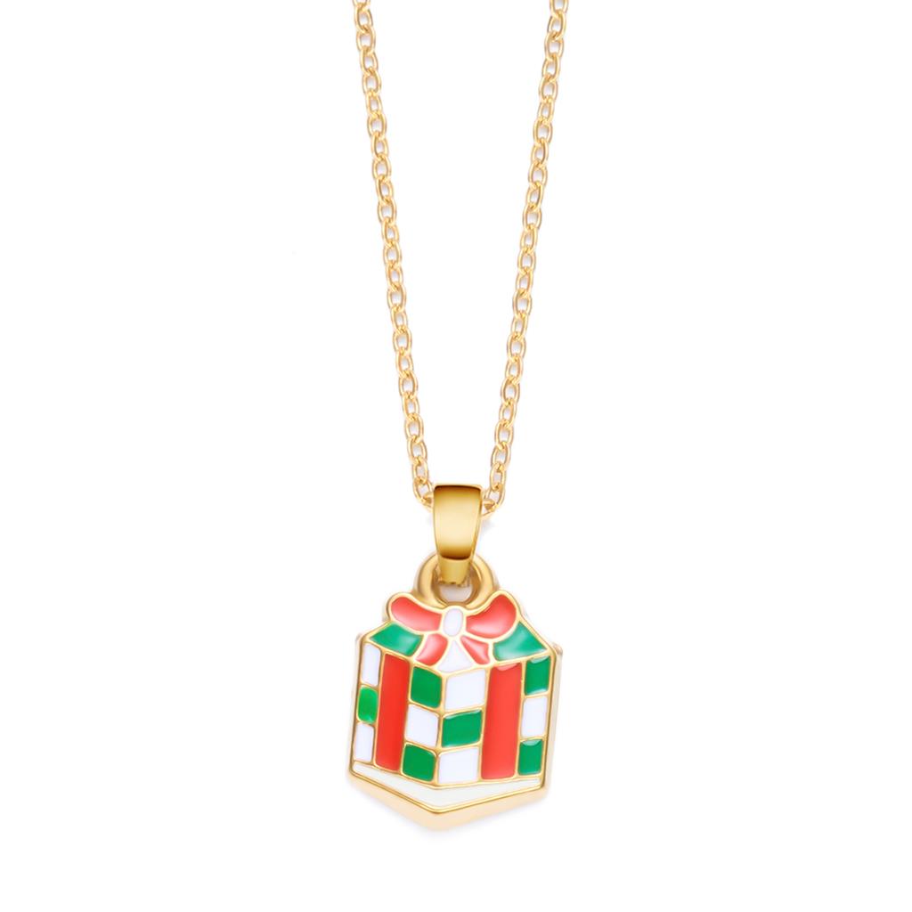 Stainless Steel Christmas Tree Pendant Necklaces for Women Colorful Snowflake Santa Candy Cane Necklaces Waterproof Jewelry
