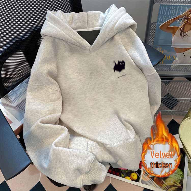 

Тяжелый флисовый свитшот с капюшоном 450 г/м² в американском стиле - Модный ретро пуловер свободного кроя для пар XL