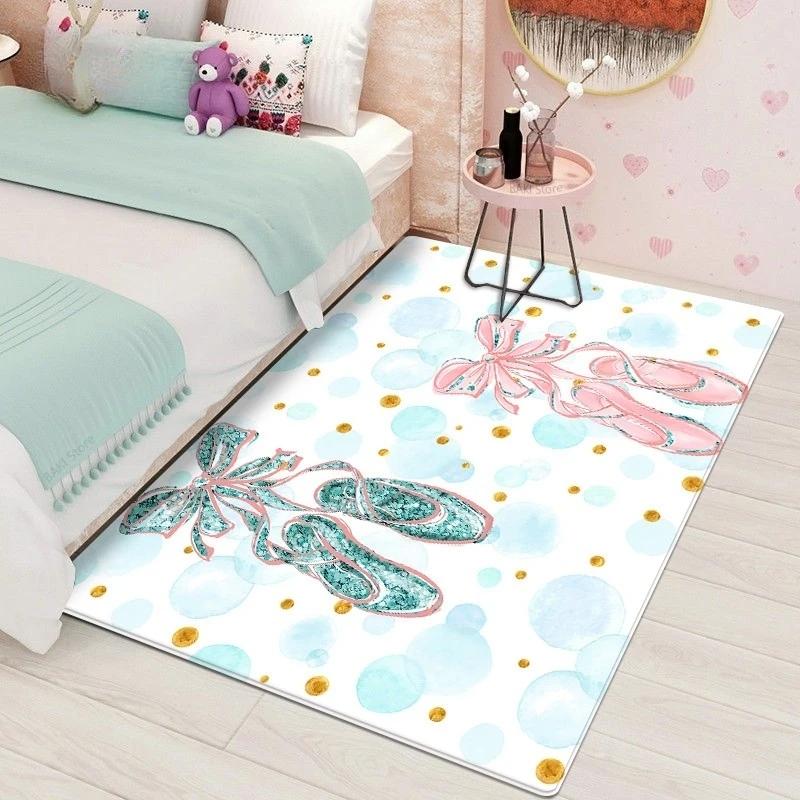 Cartoon Ballet Girl Carpet for Kids Room Kawaii Children's Room Carpets for Baby Girl Nordic Soft Bedroom Rug Floor Mats To Play