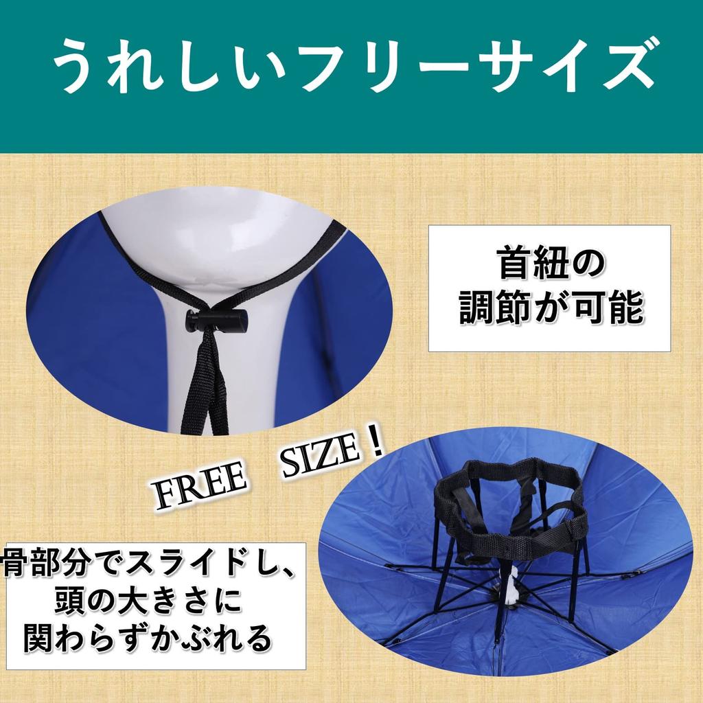 Rubonarie Angel-Regenschirm, Hut, Sonnenschirm, Freizeit Hut, Freihändig, Gartenarbeit, Außenarbeiten, Veranstaltungen, Beobachten, Camping, Angeln, Faltbar (blau)