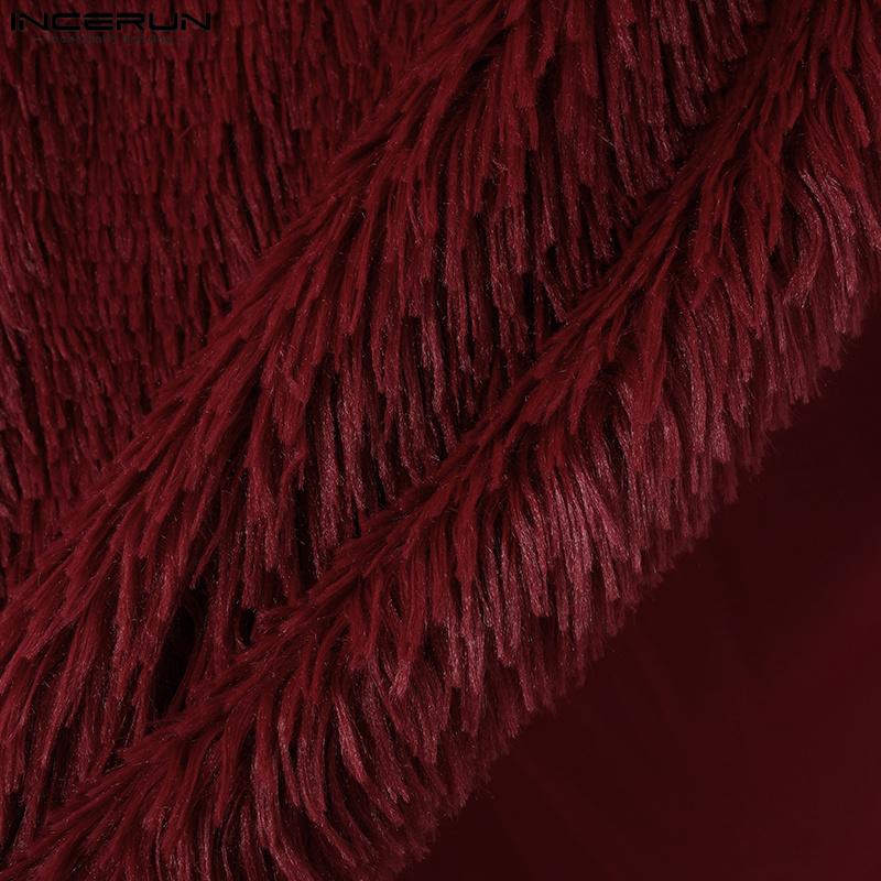 INCERUN Men Sleeveless Irregular Furry Tank Tops Vest