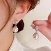 [Fashion Light Luxury] Micro-inlaid Zircon Water Drop Pearl Stud Earrings, S Silver Needle Women
