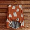 Halloween Sweaters For Women Boho Vintage Spooky Sweatshirt Graphic Print Long Sleeve Knit Pullover Tops
