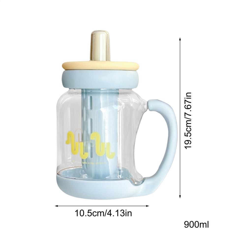 Large Water Cup 900ml Large Water Bottle With Straw Heat-Resistant Hydration Cup Leak-Proof Drinkware Modern For Commuting