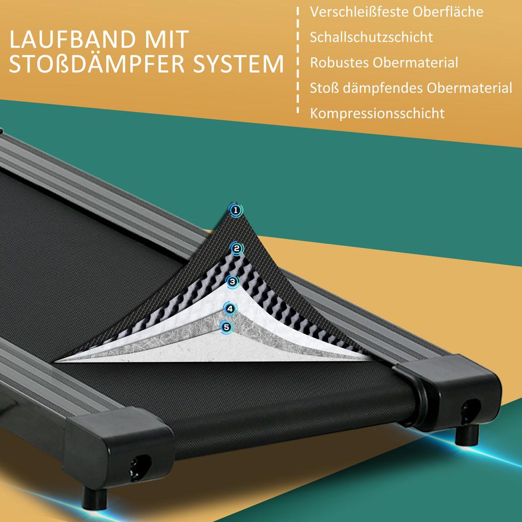 Electric Treadmill, Foldable, with LCD Display, Speed 0.8-10km/h and 3 Programs, Power 500 W, 123 x 62 x 117 cm, Black