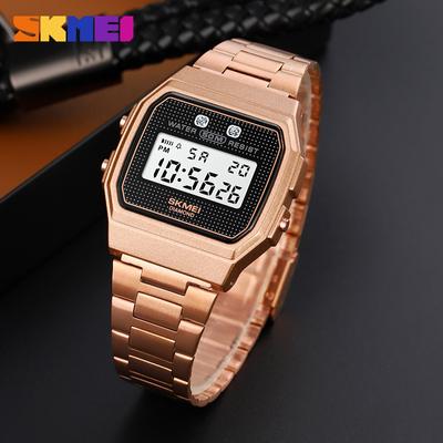 Relógio Eletrônico LED de Tendência Relógio Pequeno Dourado da Moda Masculina Relógio Masculino