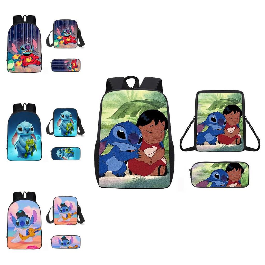 Stitch Cartoon Backpack For Kids Oxford Fabric Waterproof School Bag With Breathable Straps