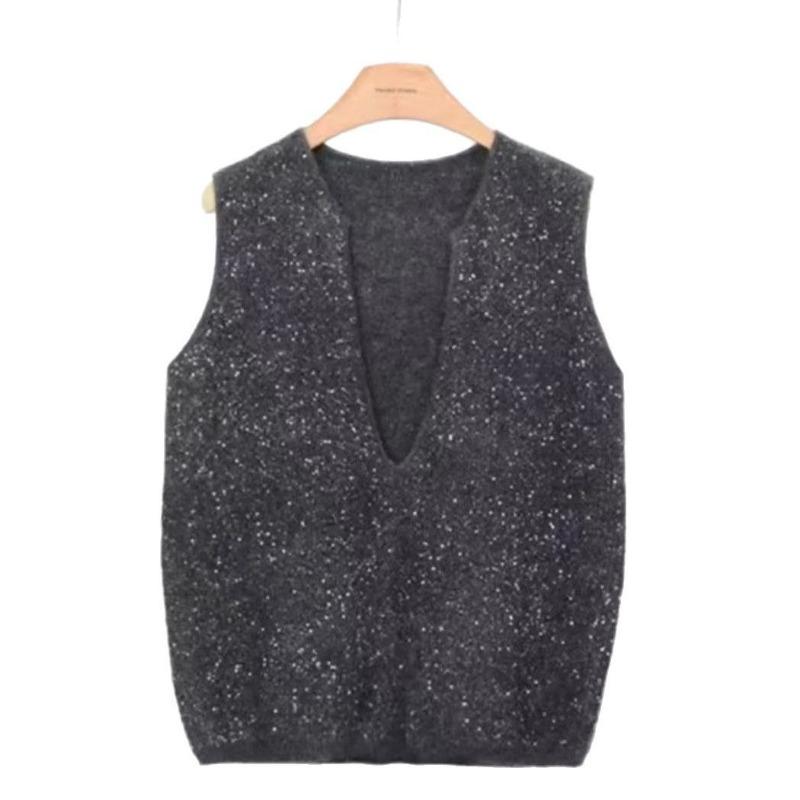 Spring new women's clothing high-end vest knitted vest sweater women's outer top stacked vest