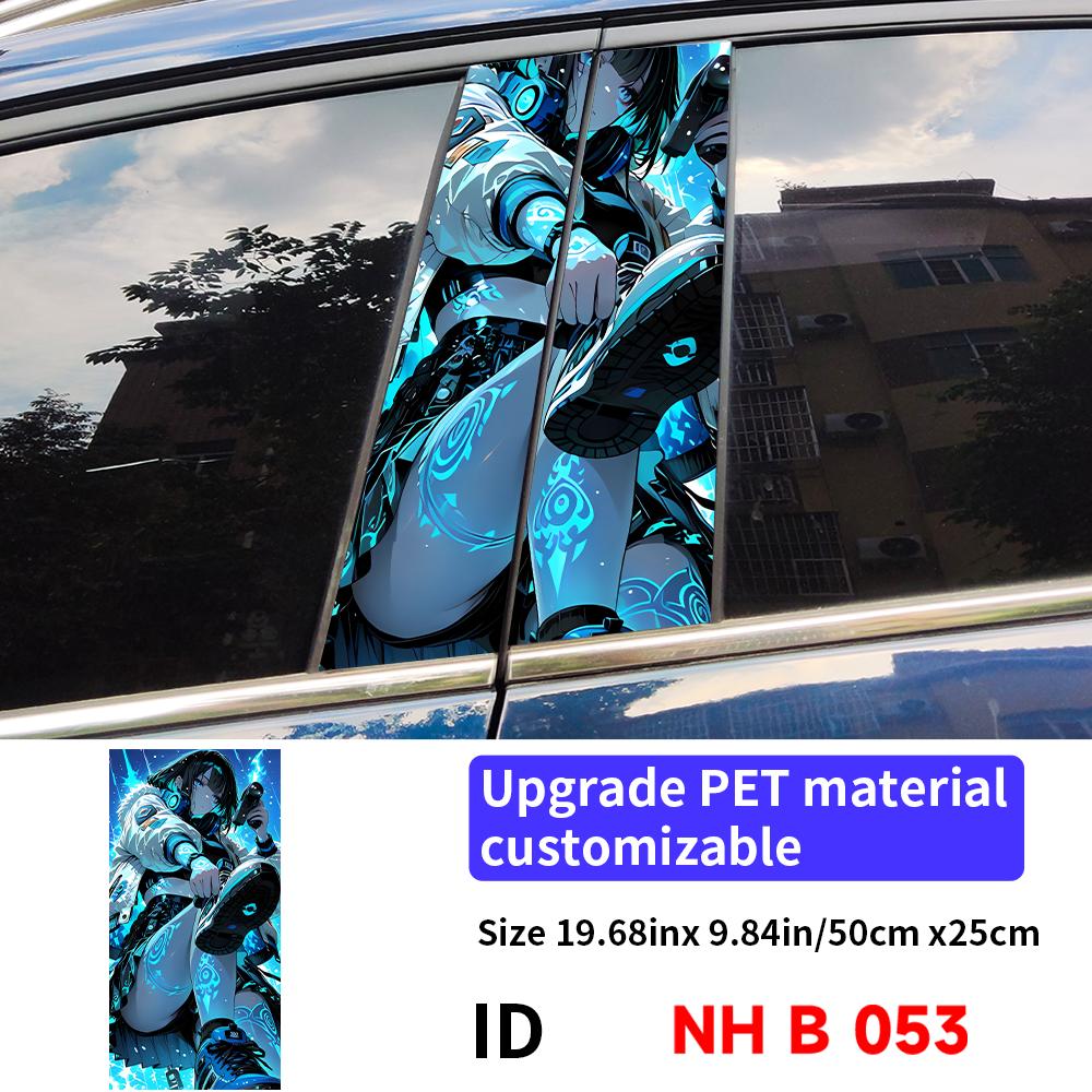 Cyberpunk Girl Car Stickers Auto B-pillar Car Center Column Decor Cover Scratches Waterproof Sunscreen Vinyl Decals Accessories