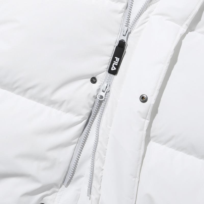 FILA Solid Color Long Hooded Casual Down Jacket Women outerwear White FE2DJD6110X-OWH