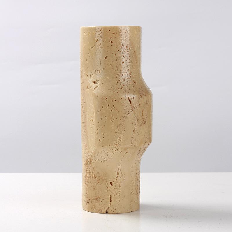Květinová váza ve stylu wabi-sabi, imitace travertinu, špičková jeskynní váza, modelový pokoj hotelového obývacího pokoje, stolní ozdoby pro prodejní kancelář