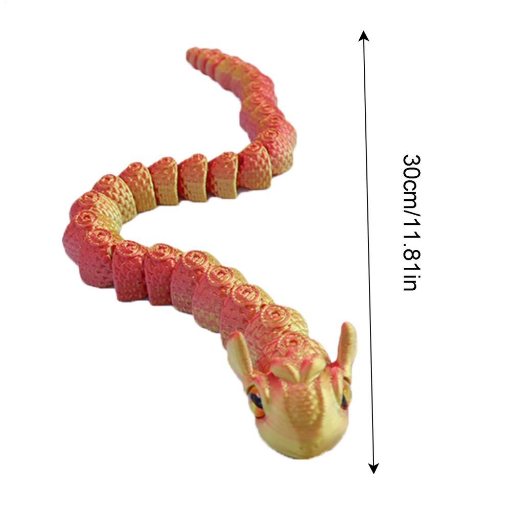 3D Printed Snake Fidget Toy Sensory Fidget Toys For Kids Movable Joint Model Ornaments 2025 Snake Year Desktop Decoration Figure
