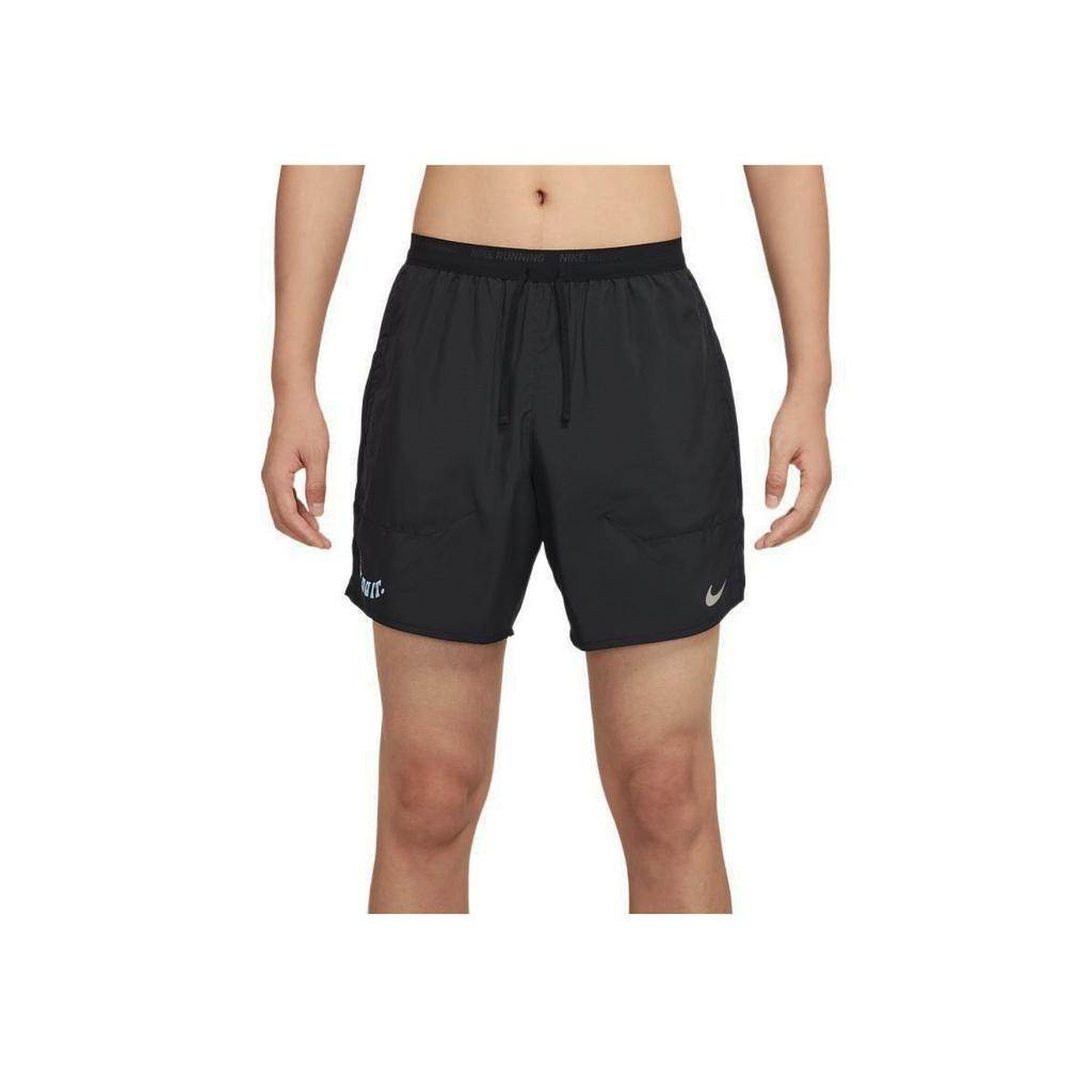 Nike Solid Color Print Logo Drawstring Straight Leg Shorts Men Bottoms Black DX6147-010