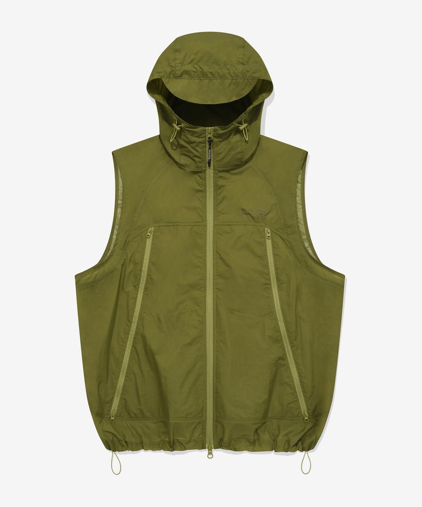 Physical Department Wind Hooded Zip-Up Vest_Khaki
