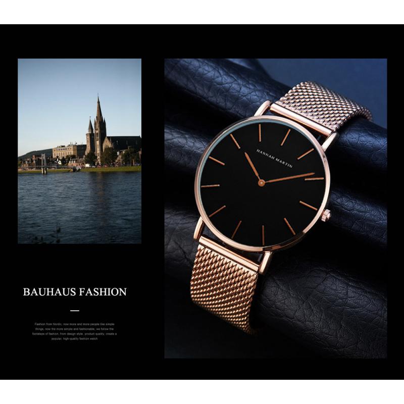 Japanese Movement 40mm Stainless Steel Braided Mesh Strap Men's Waterproof Simple Quartz Thin Durable Watch