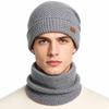 Thicken Soft Beanie Hat Windproof Coldproof Ear Protection Fashion Hat Scarf Set  for Women and Men