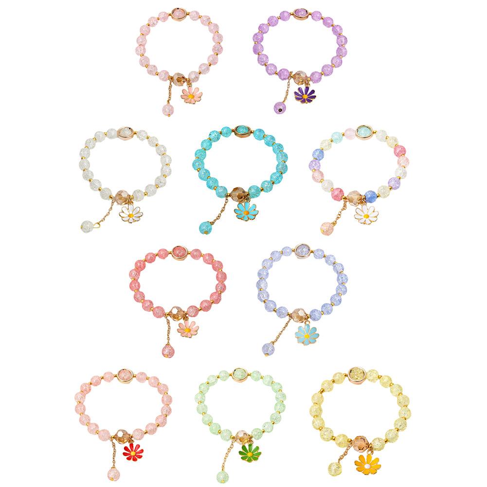 Multi-Color Daisy Flower Beaded Bracelet Ins Niche Minimalist Hand Jewelry Korean Cold Style for Women Perfect for Solo or Stack