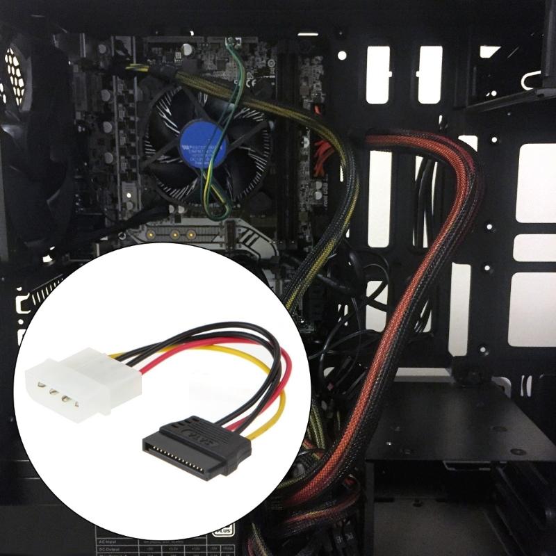 4Pin Male To 15Pin Female Power Cable 15Pin Extension Cord Hard Drive Disk Power Supply Cable Adapter For PC Desktop