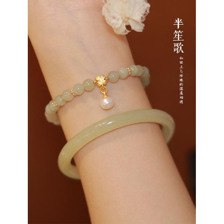 Recommended jewelry: Natural Hetian jade bracelet, lily of the valley bracelet, women's sand gold pendant, Chinese style accessories, hand jewelry,