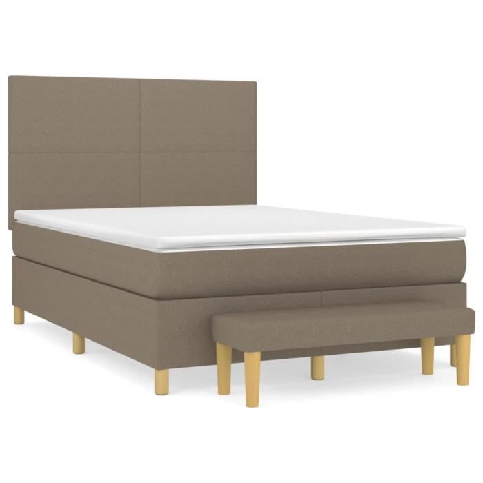 3136993 vidaXL Divan Bed with Mattress Taupe 140x190 Cm Fabric