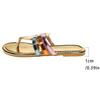 Women's Color Block Flat Slide Sandals, Square Toe Patent Leather Comfort One-Strap Slippers for Women