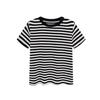 New Summer High-End Hong Kong Style Petite Cotton Striped Short-Sleeve Women's T-Shirt