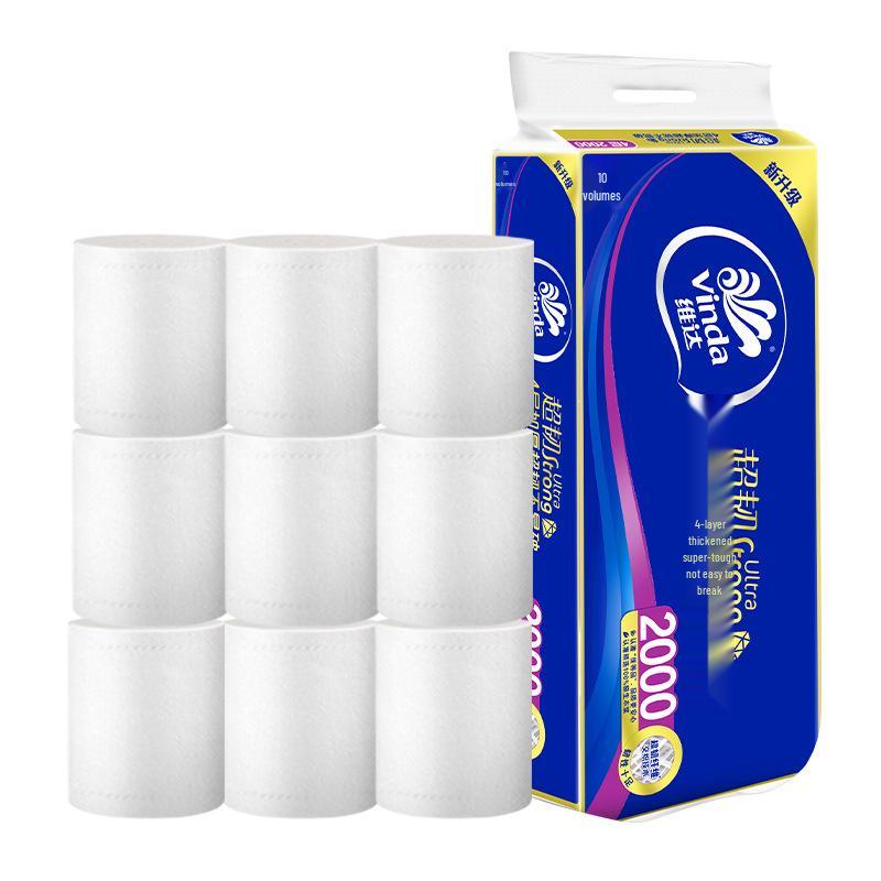 Vinda 4-Ply Super Tough Toilet Paper, 200g Large Roll Household Pack