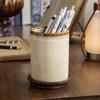 Drainable Ceramic Chopsticks Holder - Multi-purpose Kitchen Storage Jar for Spoons, Forks, and Knives