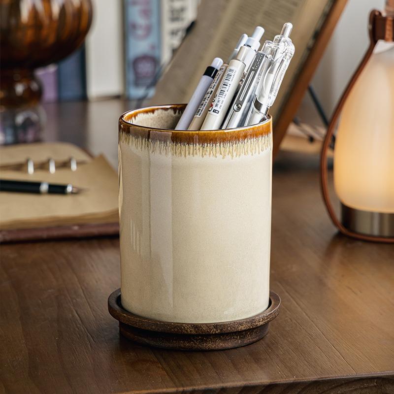 Drainable Ceramic Chopsticks Holder - Multi-purpose Kitchen Storage Jar for Spoons, Forks, and Knives