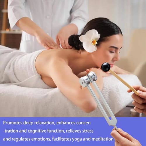 Doueh Healing Set Tuning Forks, 128Hz, 136.1Hz, 256Hz, 384Hz, with Hockey Puck Activator, for Chakra and Sound Therapy
