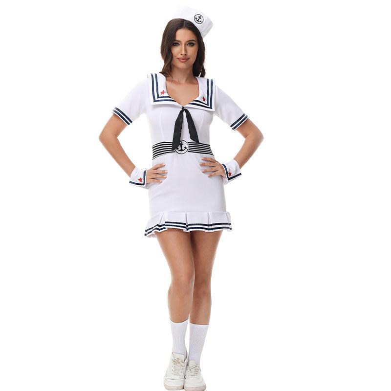 Halloween Navy Sailor Suit Cosplay White Uniform Couple Stage Performance Costume