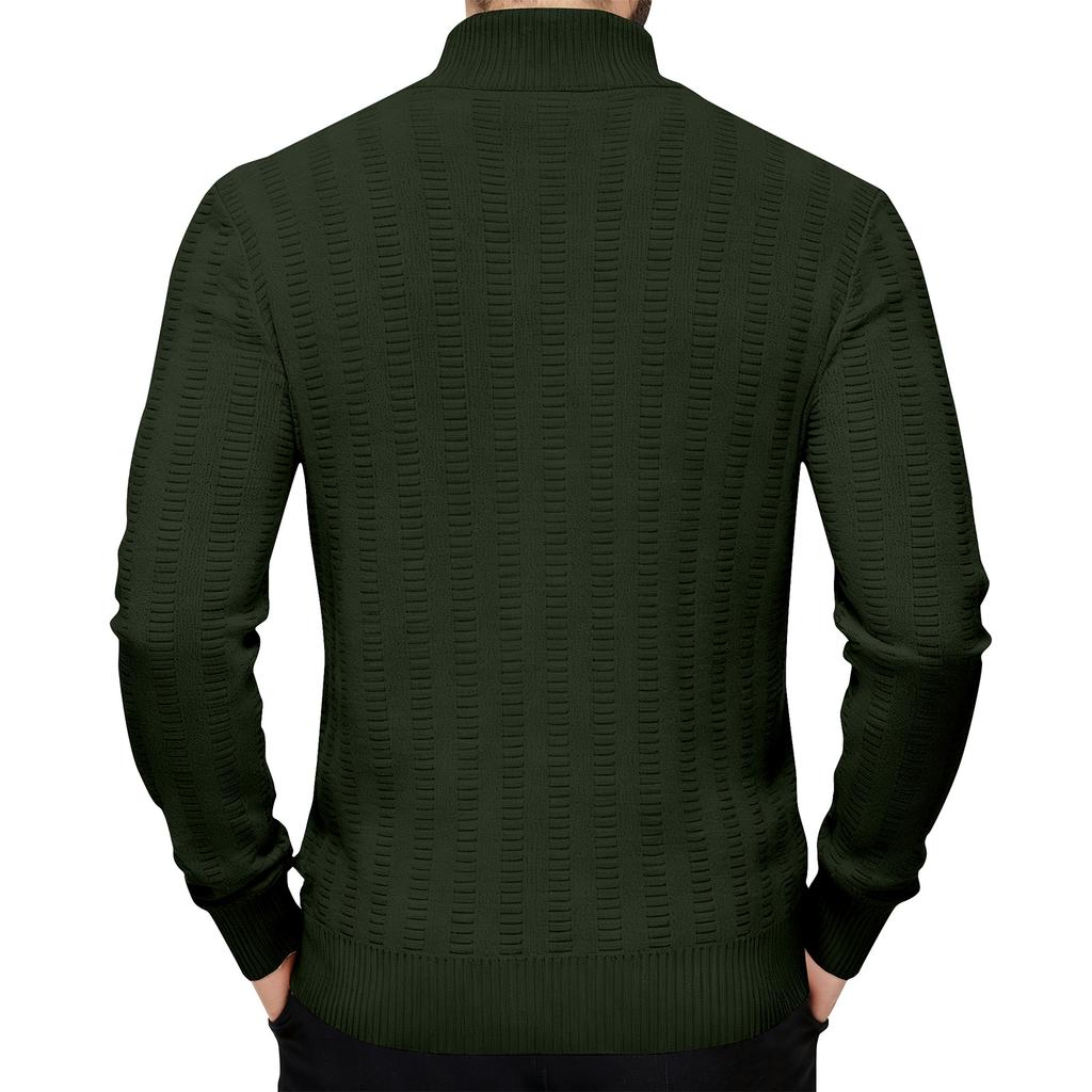 Men's Knitwear With High Collar, Long Sleeve, And Zipper