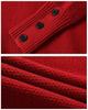 100% Pure Wool Red High-Neck Loose Knitwear Sweater for Women