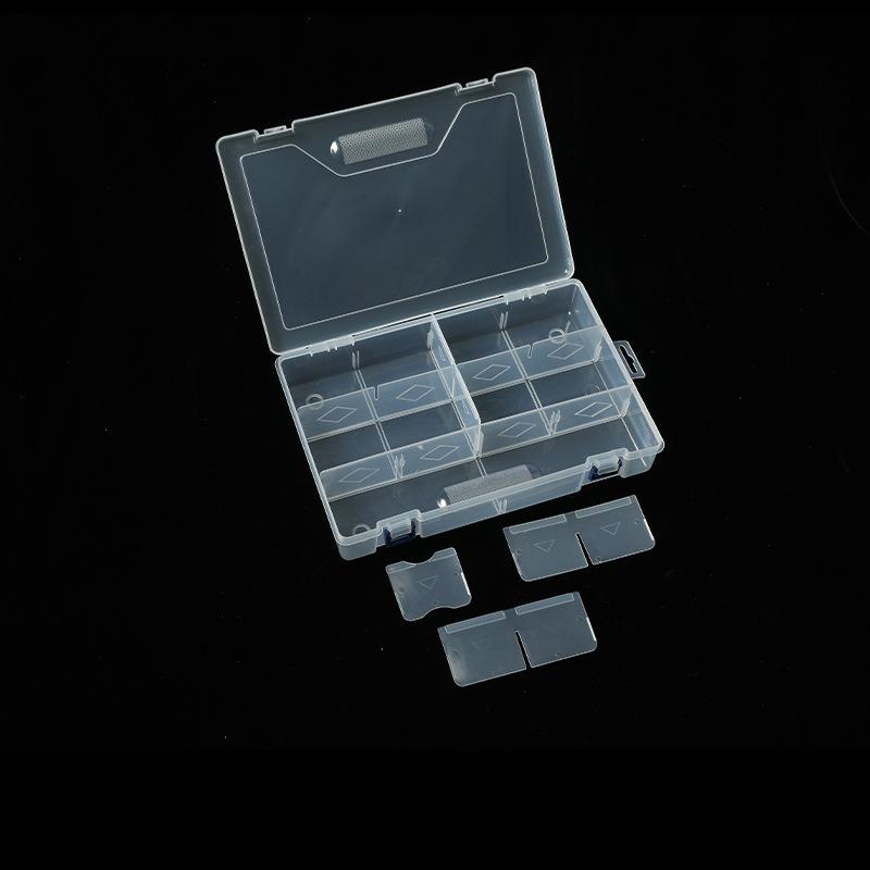 Large Double Buckle 10-Grids Square Modern Storage Box Transparent Multi-Functional Jewelry Organization PP Component Box
