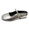Women's summer with skirt half slippers 2025 new outer wear heightening bag head silver inner Mary Jane gentle sandals single shoes