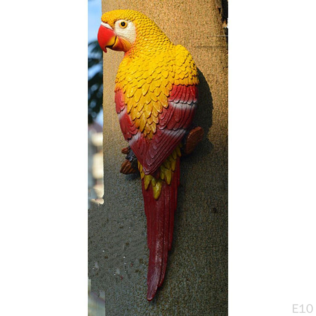 Feathered Birds, Resin Parrot Statues Landscape Animal Ornaments Crafts, Garden & Yard Decoration -