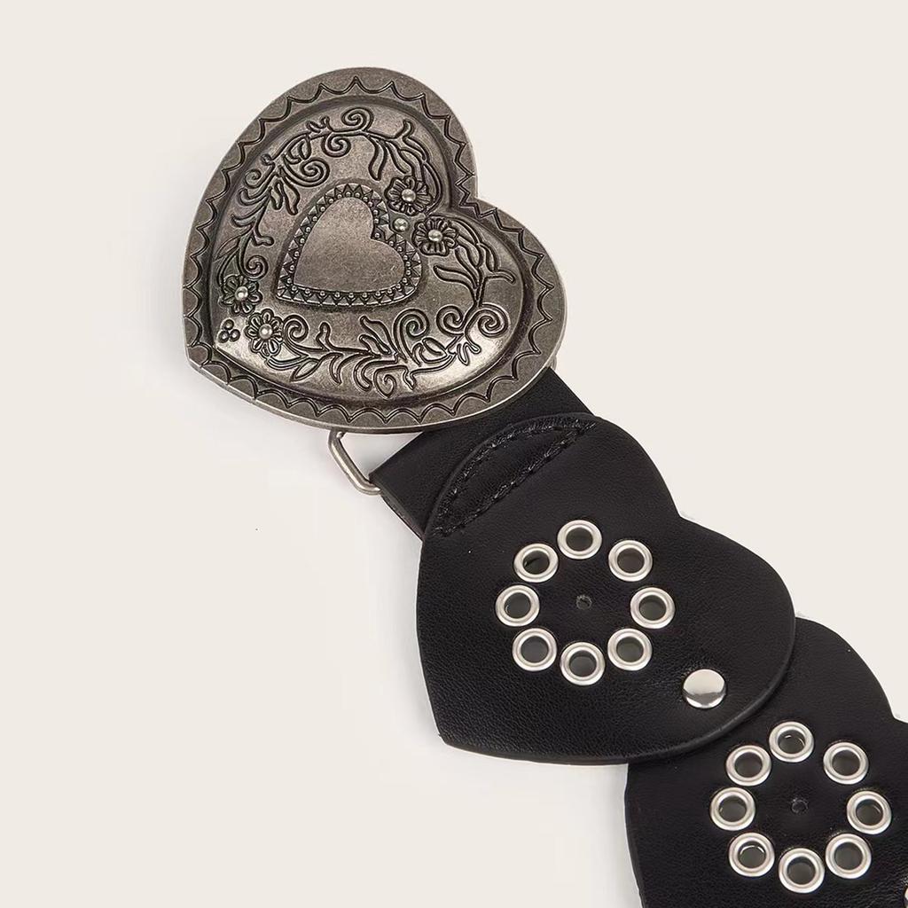 Hollowed Heart Shaped Belt Aesthetic Rivet Studded Belt Gothic Pants Belt Y2K Girl Waistband Female Western Waist Decors