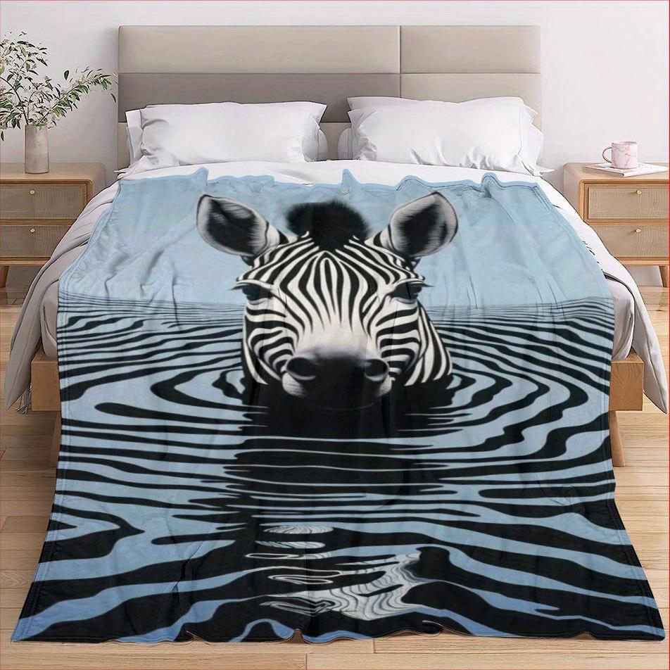 Safari Zebra Stripe Blanket Reversible Flannel Throw for Wild Elegance AllSeason Comfort Animal Print Gift